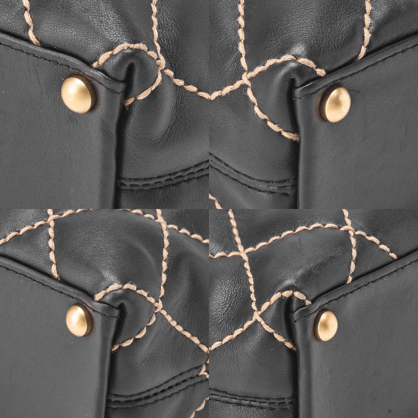 CHANEL Tote Bag Coco Mark Wild Stitch Calfskin Black Gold-Tone Hardware Pre-Owned - Vintage La Charme