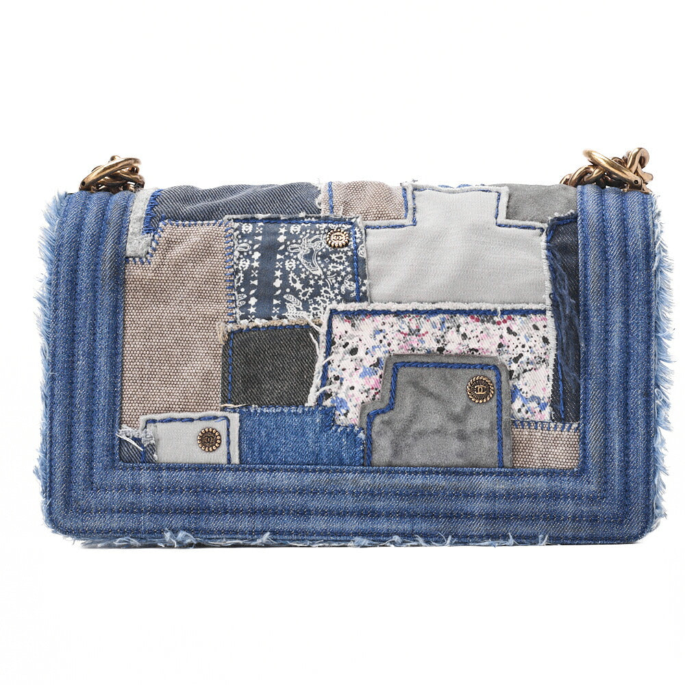CHANEL Shoulder Bag, Patchwork, Chain Shoulder, Denim, Blue, Gold-Tone Hardware, Pre-Owned - Vintage La Charme