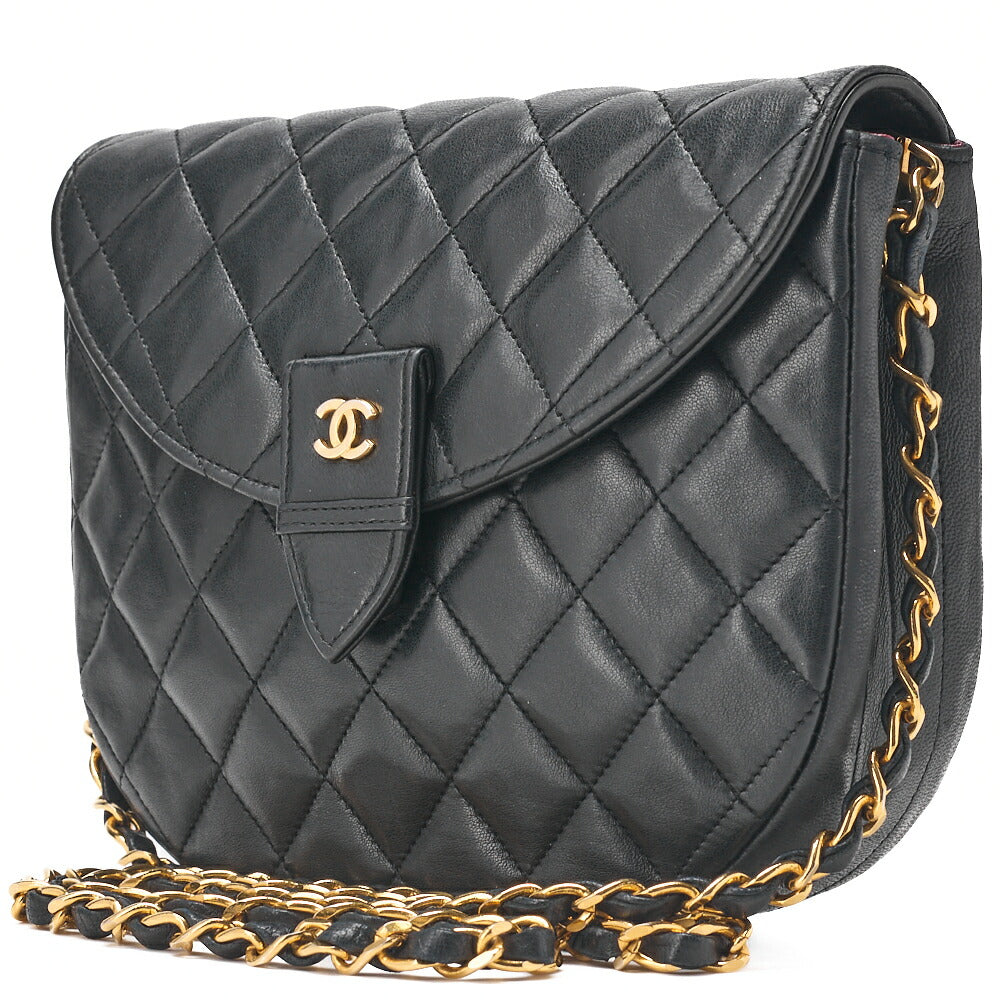 CHANEL Shoulder Bag Matelasse Push Lock Lambskin Black Gold-Tone Hardware Pre-Owned - Vintage La Charme