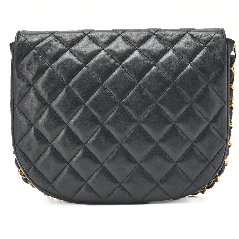 CHANEL Shoulder Bag Matelasse Push Lock Lambskin Black Gold-Tone Hardware Pre-Owned - Vintage La Charme