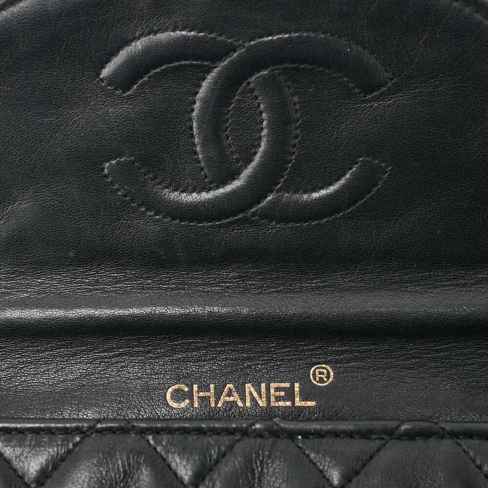 CHANEL Shoulder Bag Matelasse Push Lock Lambskin Black Gold-Tone Hardware Pre-Owned - Vintage La Charme