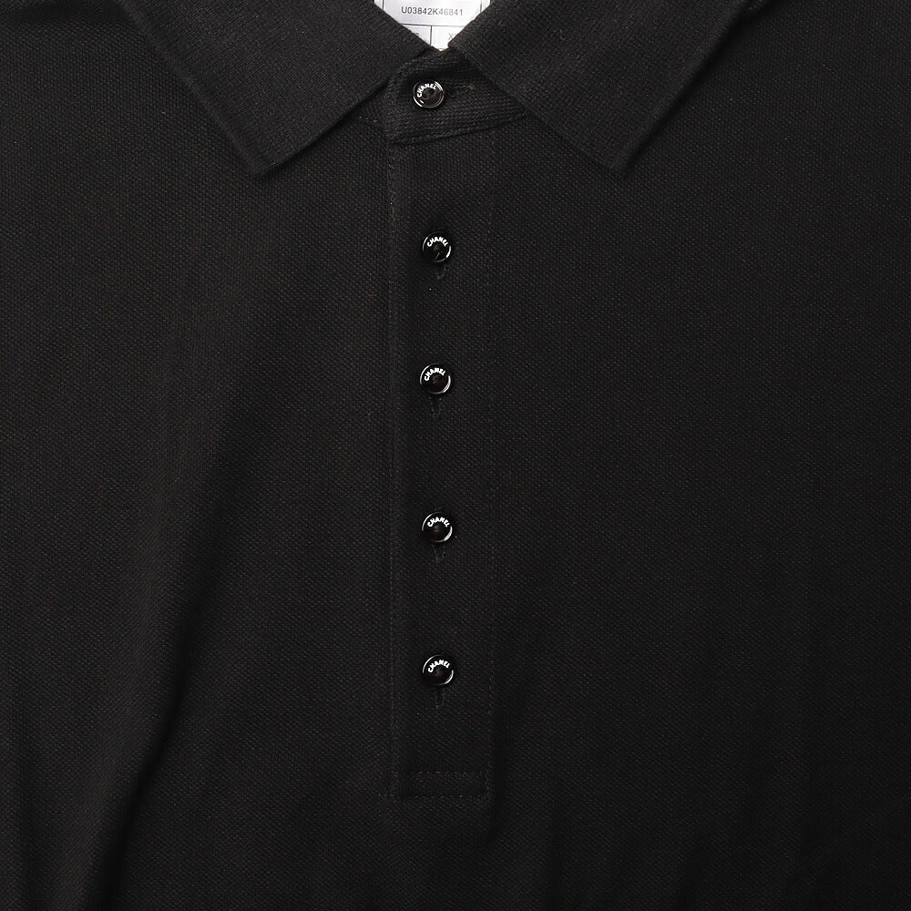 CHANEL Polo Shirt, Coco Mark Logo Button, Cut-and-Sew, Cotton, Black, Gold-Tone Hardware, Pre-Owned - Vintage La Charme