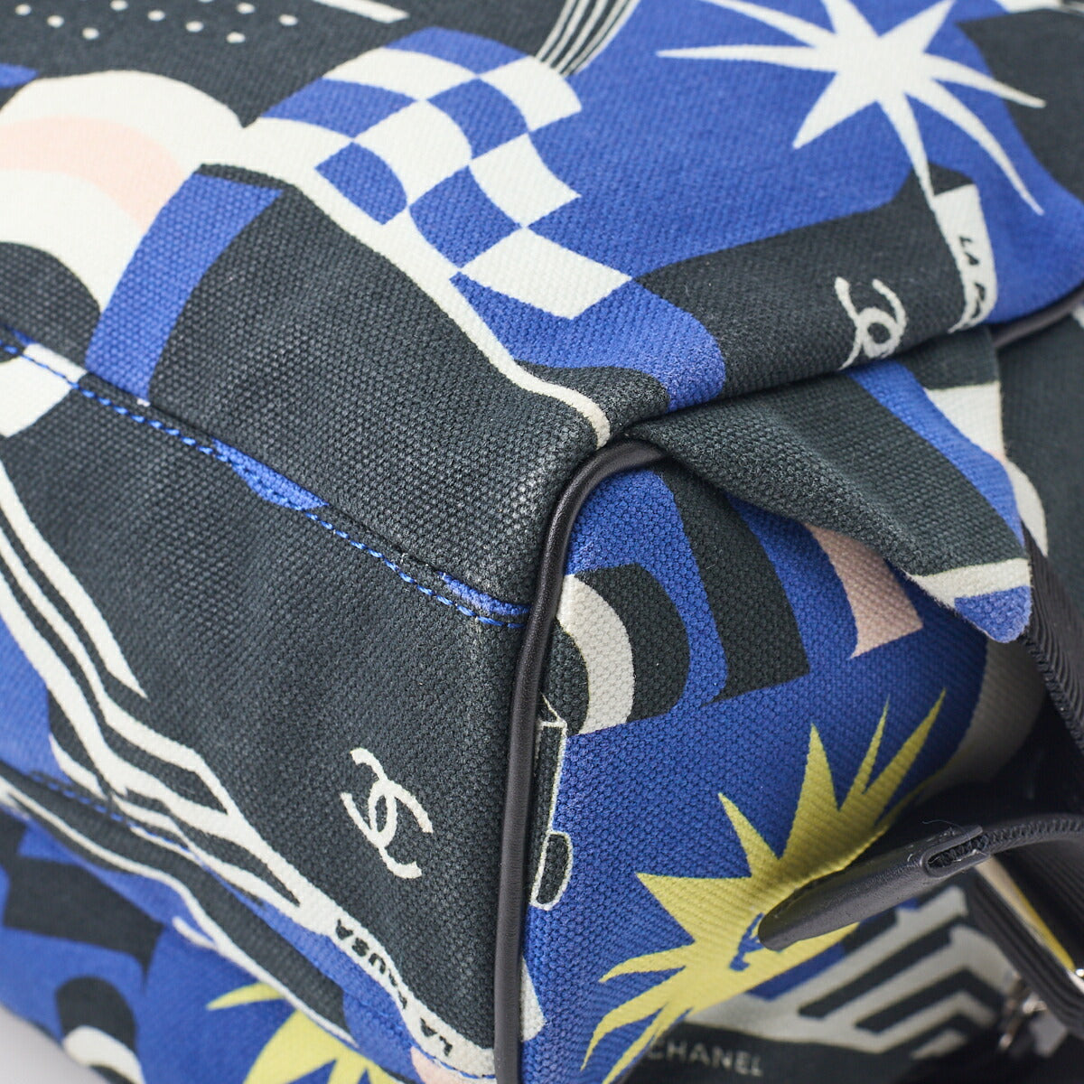 Chanel Backpack Bag, Cruise Line, Coco Charm, Canvas, Multicolor, Silver-Tone Hardware, Pre-Owned - Vintage La Charme