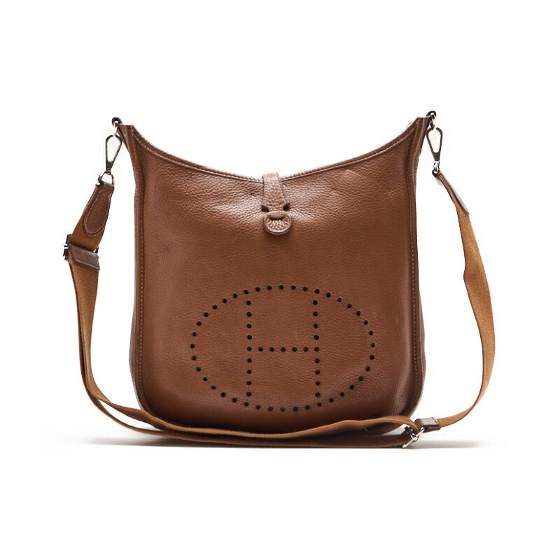 HERMES Shoulder Bag Tryon Clemence Evelyn PM, Leather, Gold, Silver-Tone Hardware, Pre-Owned - Vintage La Charme