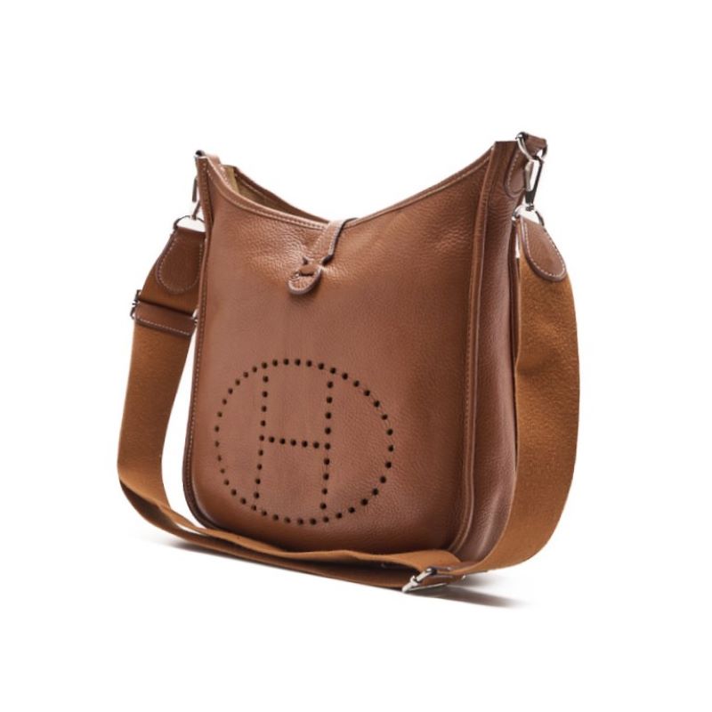 HERMES Shoulder Bag Tryon Clemence Evelyn PM, Leather, Gold, Silver-Tone Hardware, Pre-Owned - Vintage La Charme