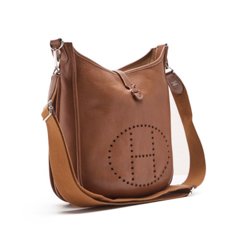 HERMES Shoulder Bag Tryon Clemence Evelyn PM, Leather, Gold, Silver-Tone Hardware, Pre-Owned - Vintage La Charme