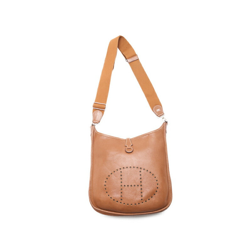 HERMES Shoulder Bag Tryon Clemence Evelyn PM, Leather, Gold, Silver-Tone Hardware, Pre-Owned - Vintage La Charme