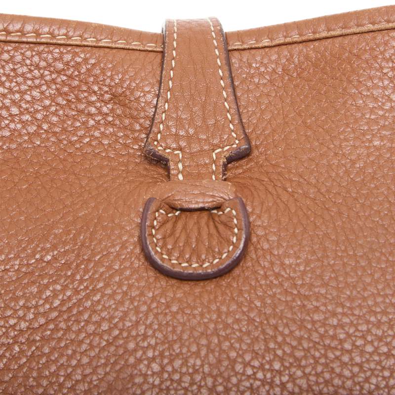 HERMES Shoulder Bag Tryon Clemence Evelyn PM, Leather, Gold, Silver-Tone Hardware, Pre-Owned - Vintage La Charme