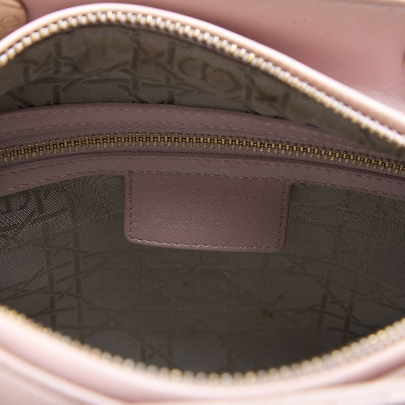 Dior Lady Dior Cannage 2WAY Hand Lambskin Pink Gold-Tone Hardware Pre-Owned - Vintage La Charme