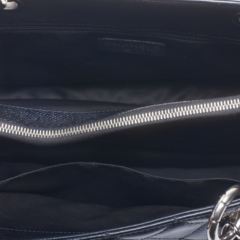 CHANEL GST Chain Tote Shoulder Bag, Caviskin, Black, Silver-Tone Hardware, Pre-Owned - Vintage La Charme