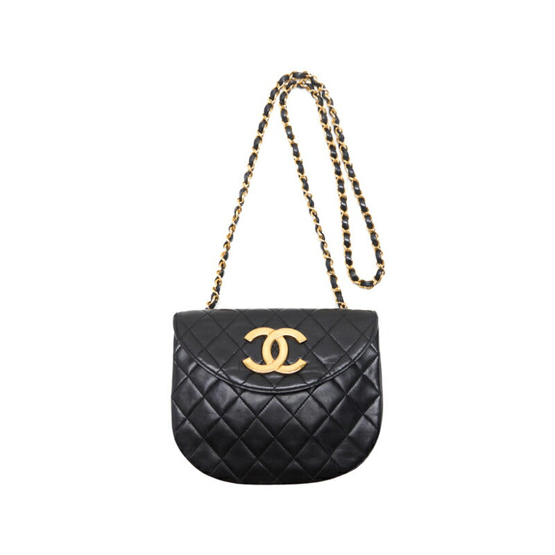 CHANEL Shoulder Bag, Deca Coco Round Flap Push Lock Chain Shoulder, Lambskin, Black, Gold-Tone Hardware, Pre-Owned - Vintage La Charme