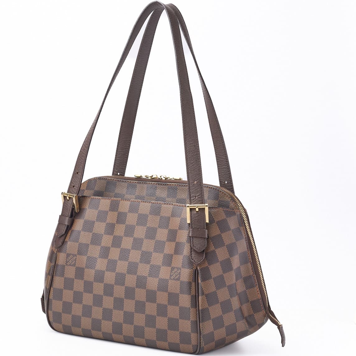 Louis Vuitton Handbag Damier Belem MM PVC Leather Brown Gold-Tone Hardware Pre-Owned - Vintage La Charme