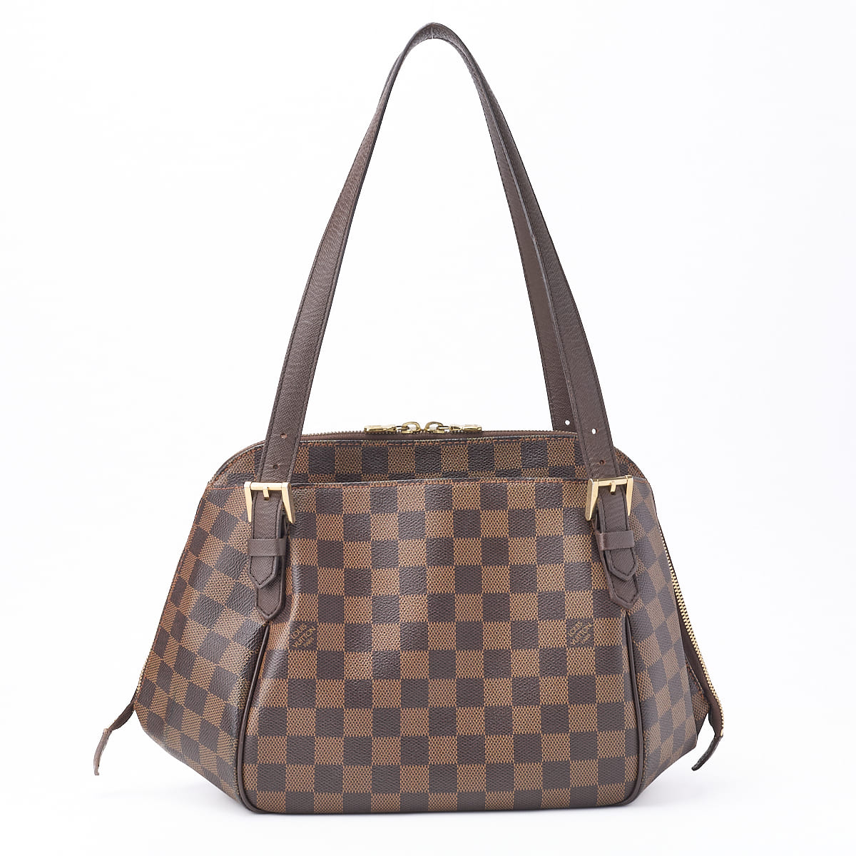 Louis Vuitton Handbag Damier Belem MM PVC Leather Brown Gold-Tone Hardware Pre-Owned - Vintage La Charme