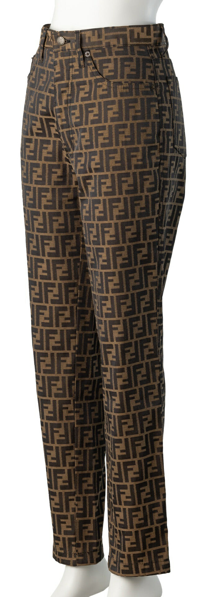 Fendi Pants, Zucca Pattern, Polyester Cotton, Brown, Pre-Owned - Vintage La Charme