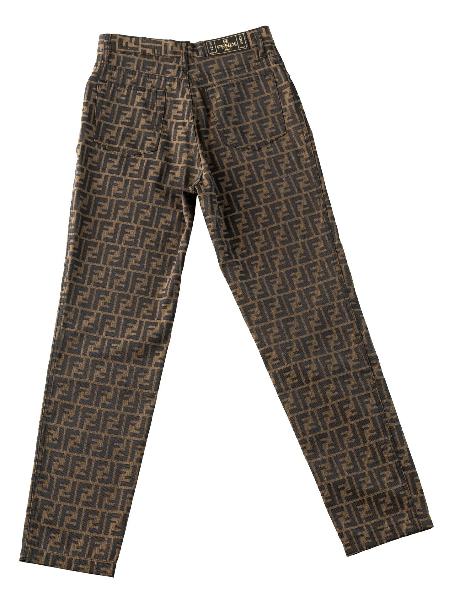 Fendi Pants, Zucca Pattern, Polyester Cotton, Brown, Pre-Owned - Vintage La Charme