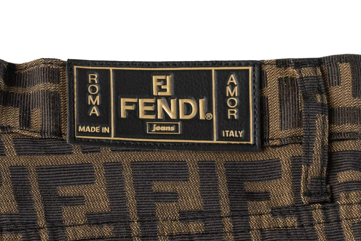 Fendi Pants, Zucca Pattern, Polyester Cotton, Brown, Pre-Owned - Vintage La Charme