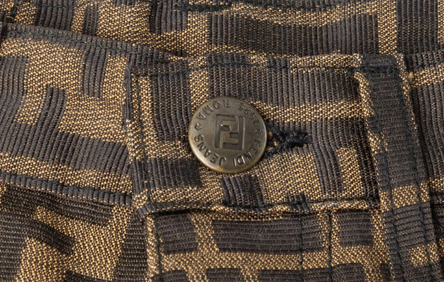 Fendi Pants, Zucca Pattern, Polyester Cotton, Brown, Pre-Owned - Vintage La Charme