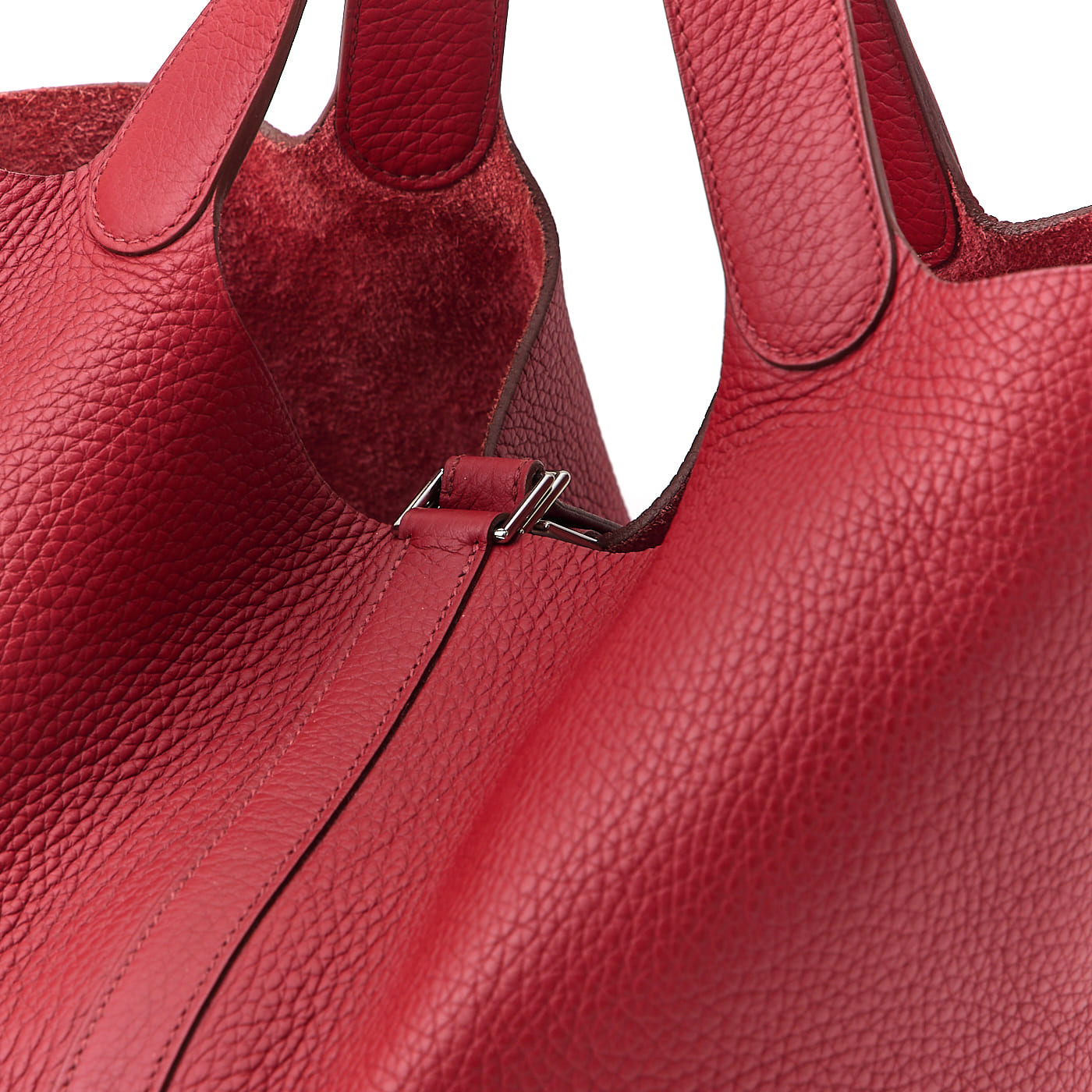 HERMES Picotan Rock GM Handbag Taurillon Clemence Rouge Casaque Silver-Tone Hardware Pre-Owned - Vintage La Charme