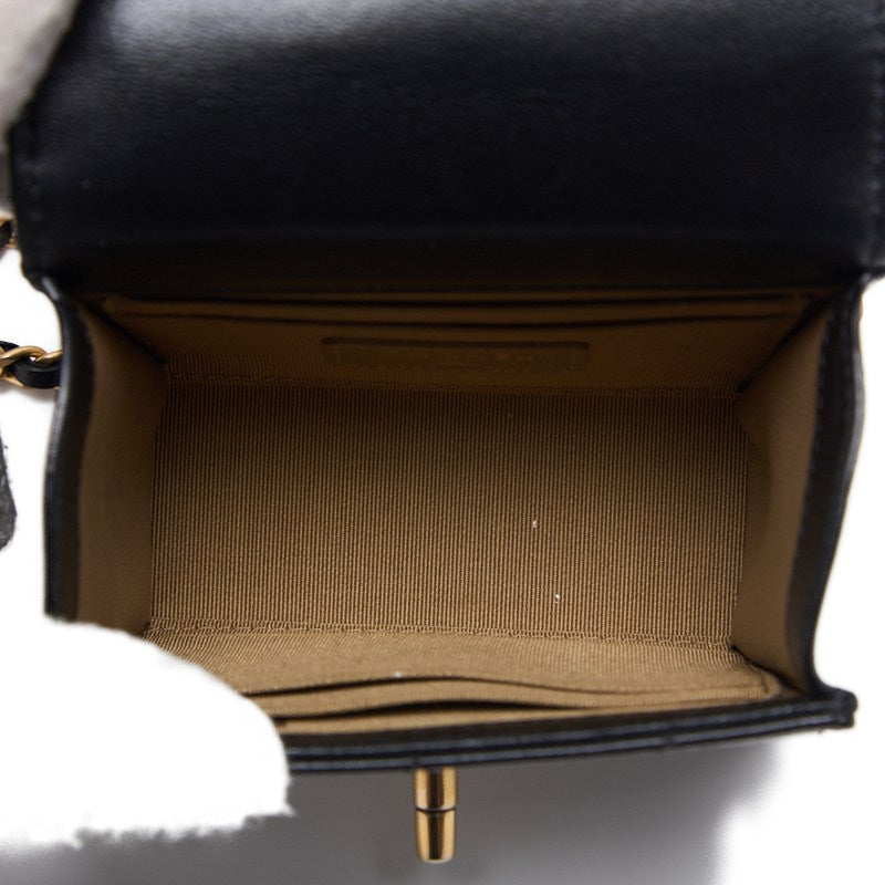 CHANEL Mini Shoulder Bag Matelasse Pearl Chain Lambskin Black Gold-Tone Hardware Pre-Owned - Vintage La Charme
