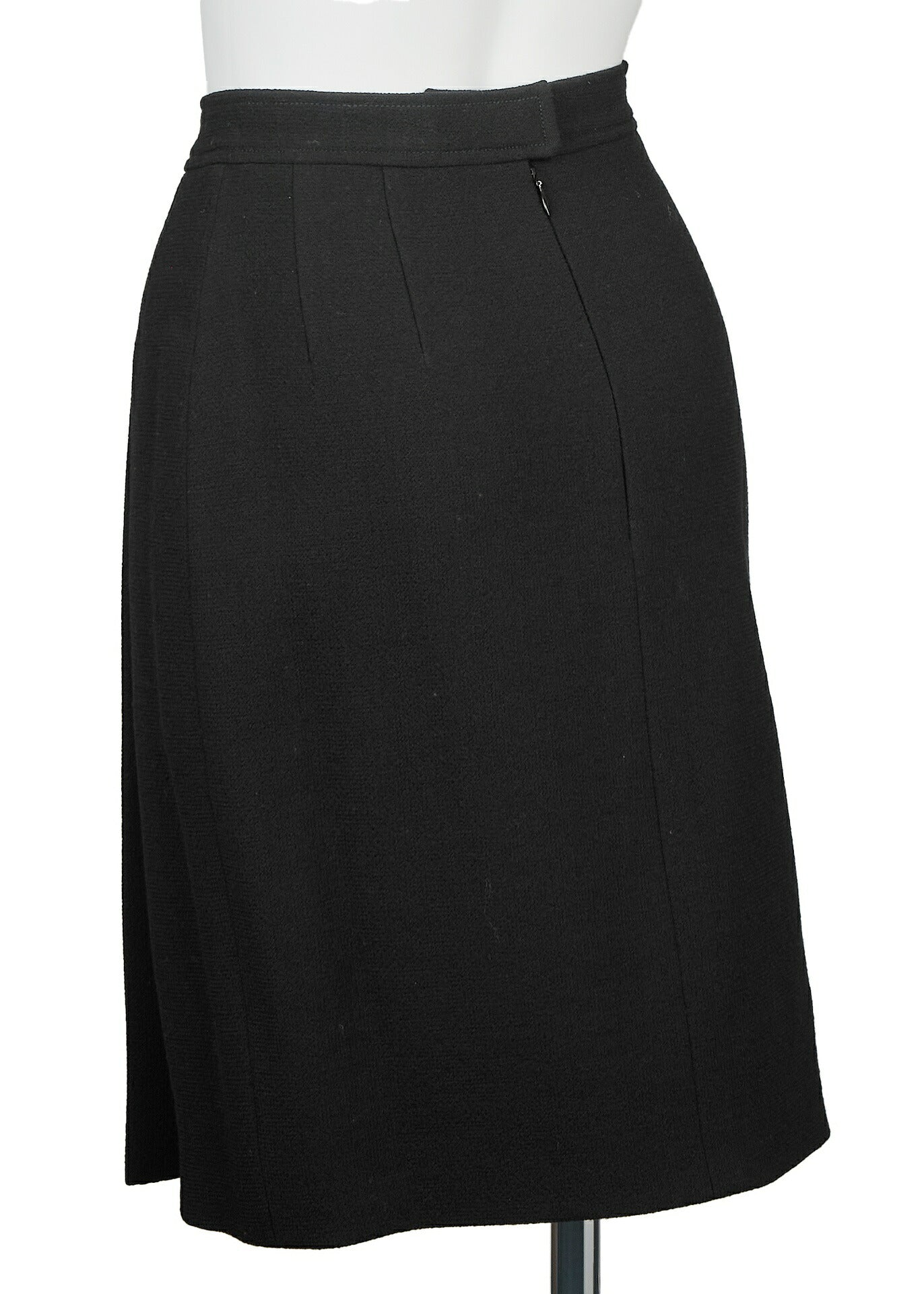 CHANEL Jacket Skirt Set Up, No Collar, Wool Blend, Black, Silver-Tone Hardware, Pre-Owned - Vintage La Charme
