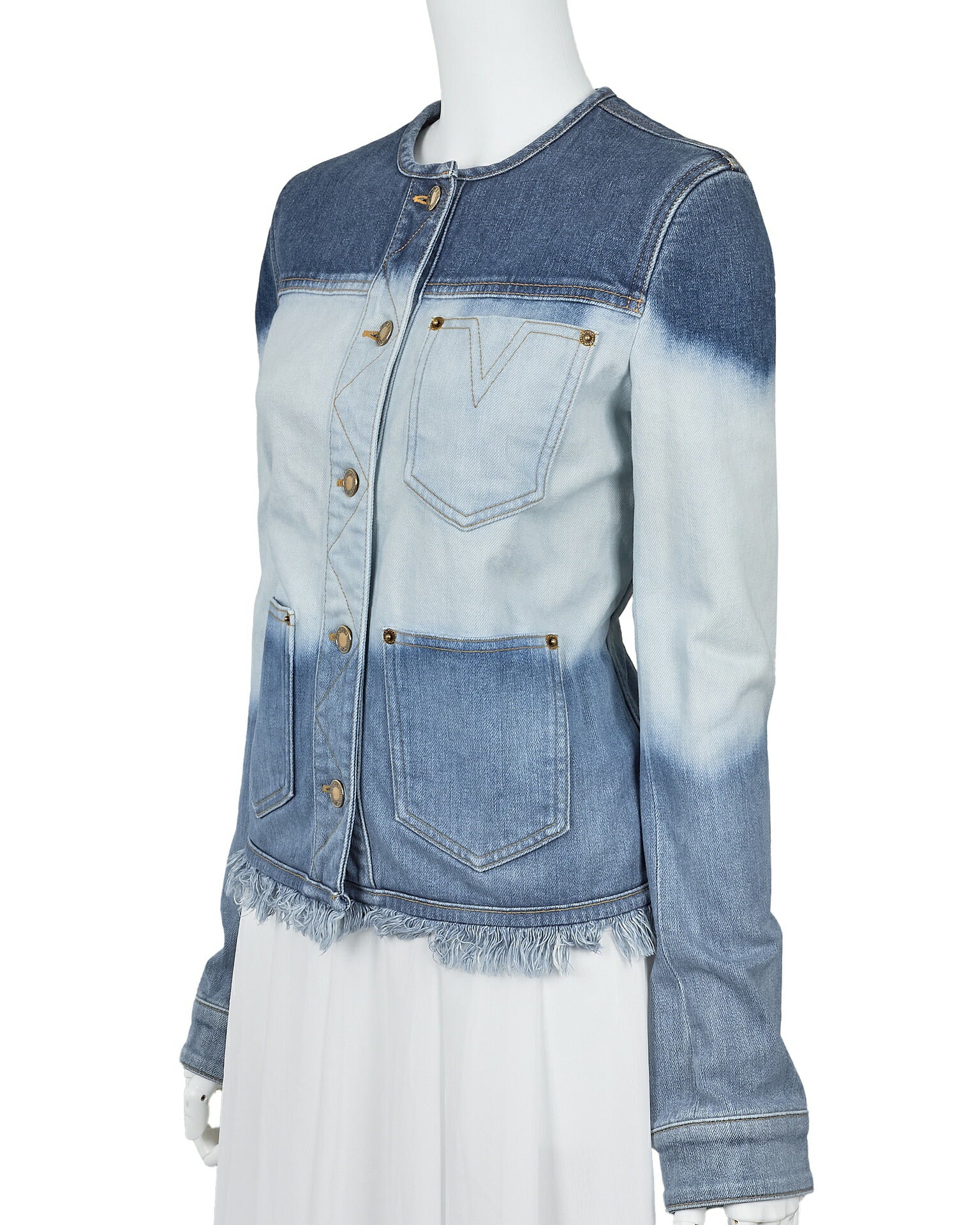 Louis Vuitton Denim Jacket, Gradient, Cotton, Blue, Silver-Tone Hardware, Pre-Owned - Vintage La Charme