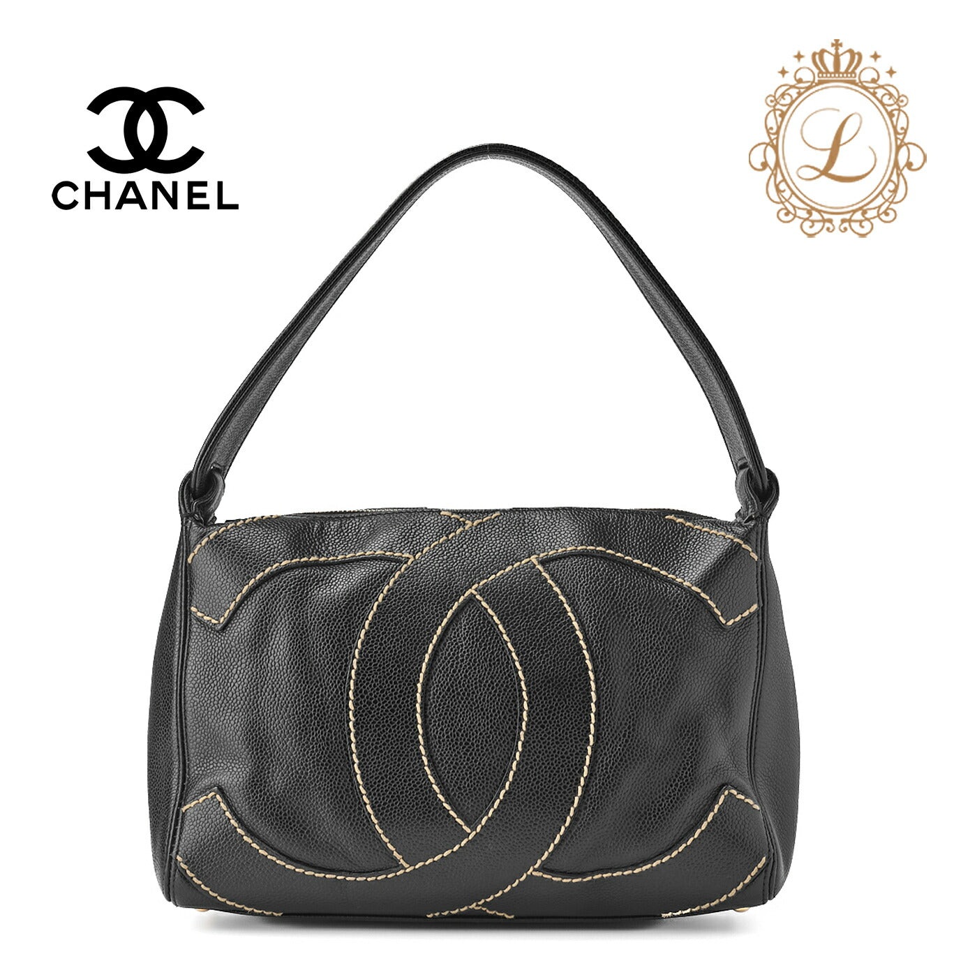 CHANEL Shoulder Bag, Coco Mark One, Caviar Skin, Black, Gold-Tone Hardware, Pre-Owned - Vintage La Charme