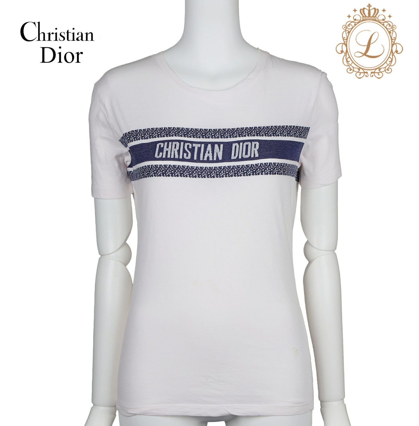 Dior Tote Bag, Logo T-Shirt, Cut-and-Sew, Cotton, White, Silver-Tone Hardware, Pre-Owned - Vintage La Charme