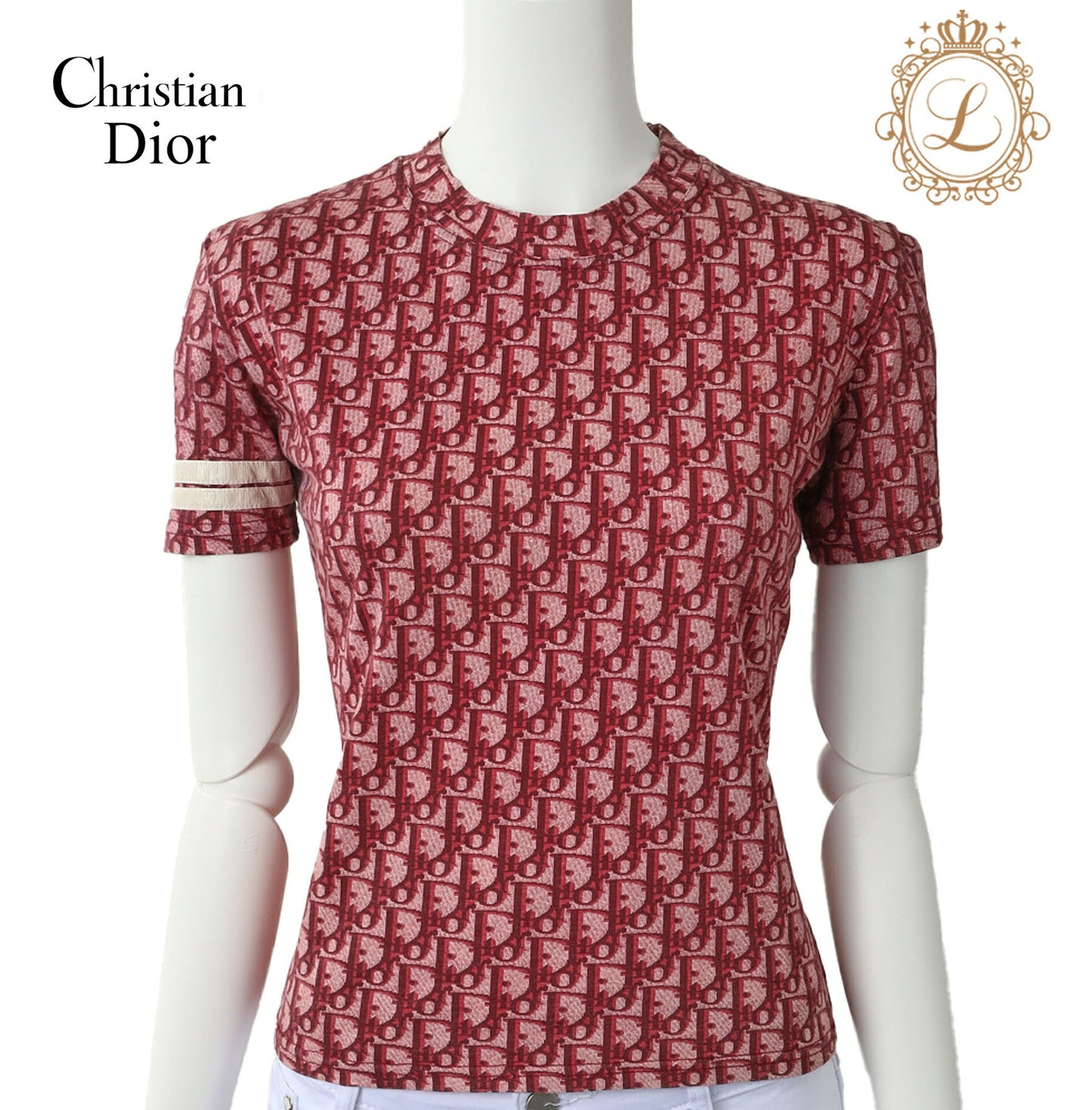 Dior T-Shirt Cut and Sewn Short Sleeve Cotton Pink Gold-Tone Hardware Pre-Owned - Vintage La Charme