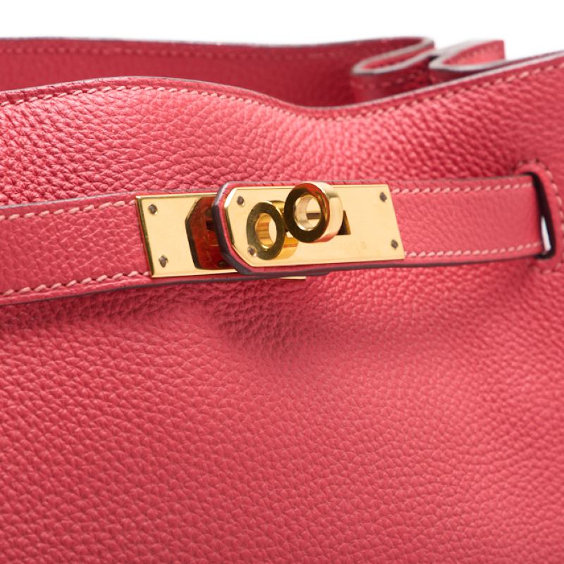 HERMES Shoulder Bag Saukery 22 Tryon Clemence Rose Jaipur Gold-Tone Hardware Pre-Owned - Vintage La Charme