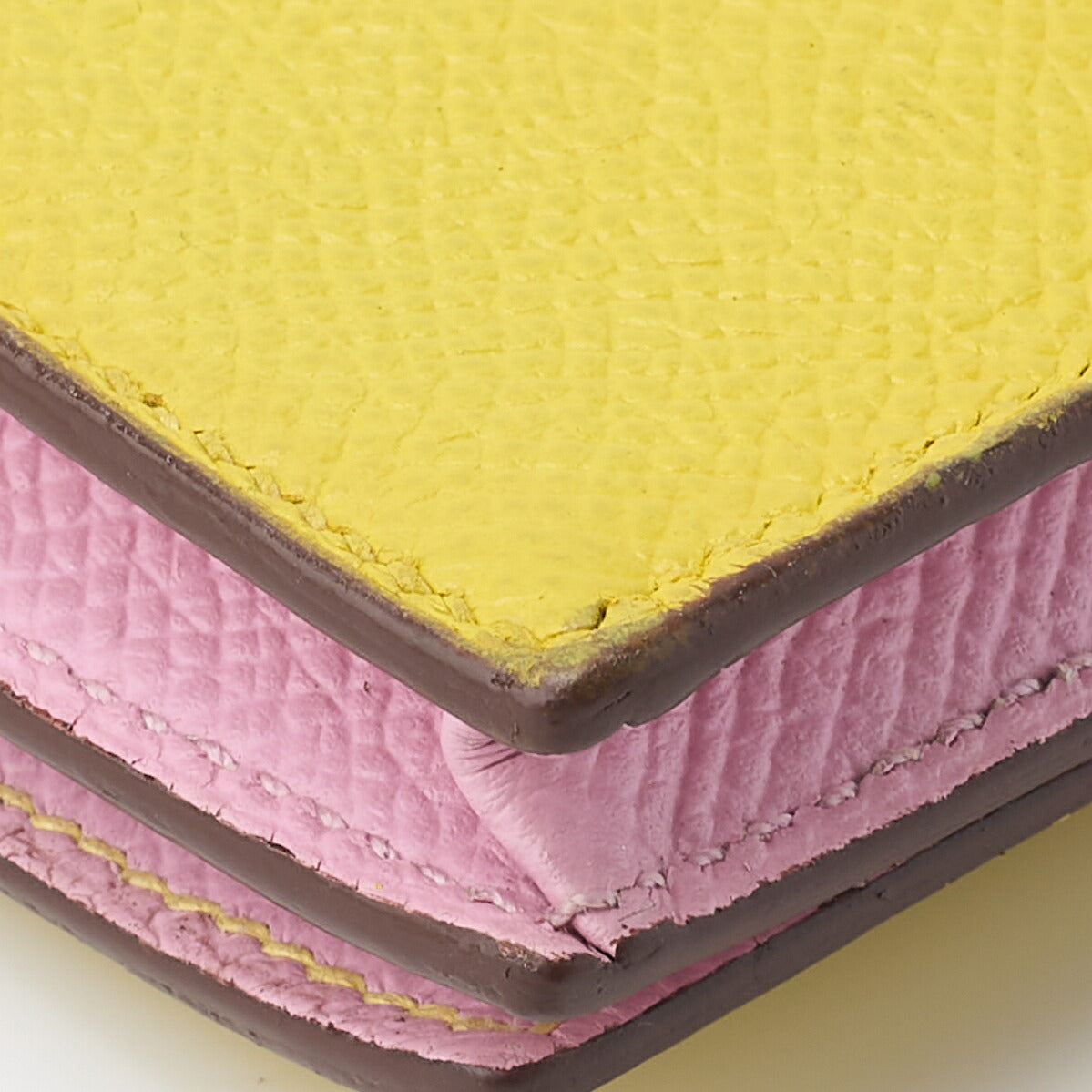 HERMES Bearn Soufflet Two-Fold Long Wallet Bicolor Vaux Epson Yellow Silver-Tone Hardware Pre-Owned - Vintage La Charme