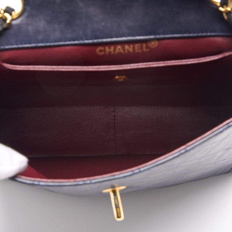 CHANEL Shoulder Bag, Matelasse Turn Lock, Lambskin, Navy, Gold-Tone Hardware, Pre-Owned - Vintage La Charme