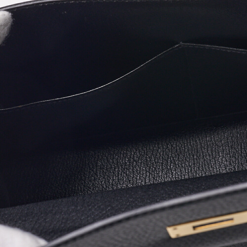 HERMES Kelly 32 2WAY Handbag Ardennes Leather Black Gold-Tone Hardware Pre-Owned - Vintage La Charme
