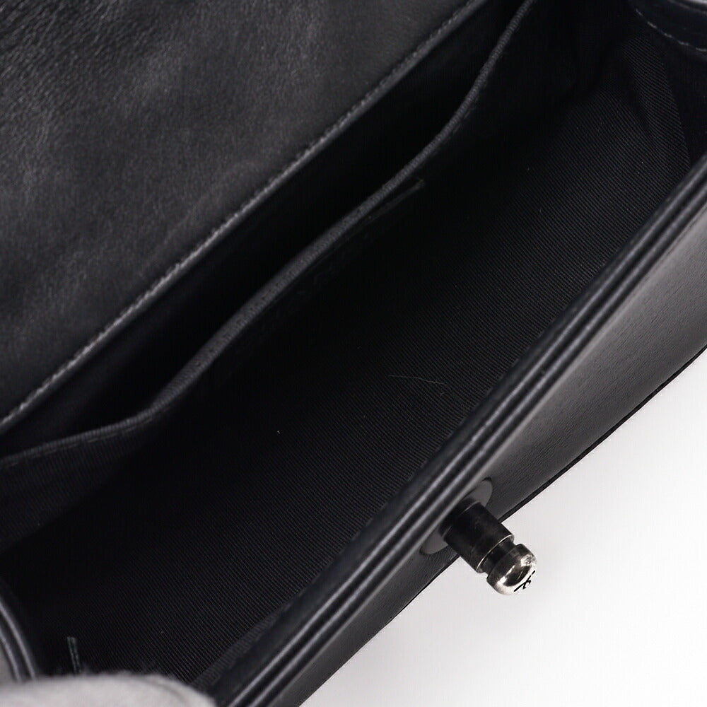 Chanel Boy Shoulder Bag Matelasse Chain Shoulder Lambskin Black Gold-Tone Hardware Pre-Owned - Vintage La Charme