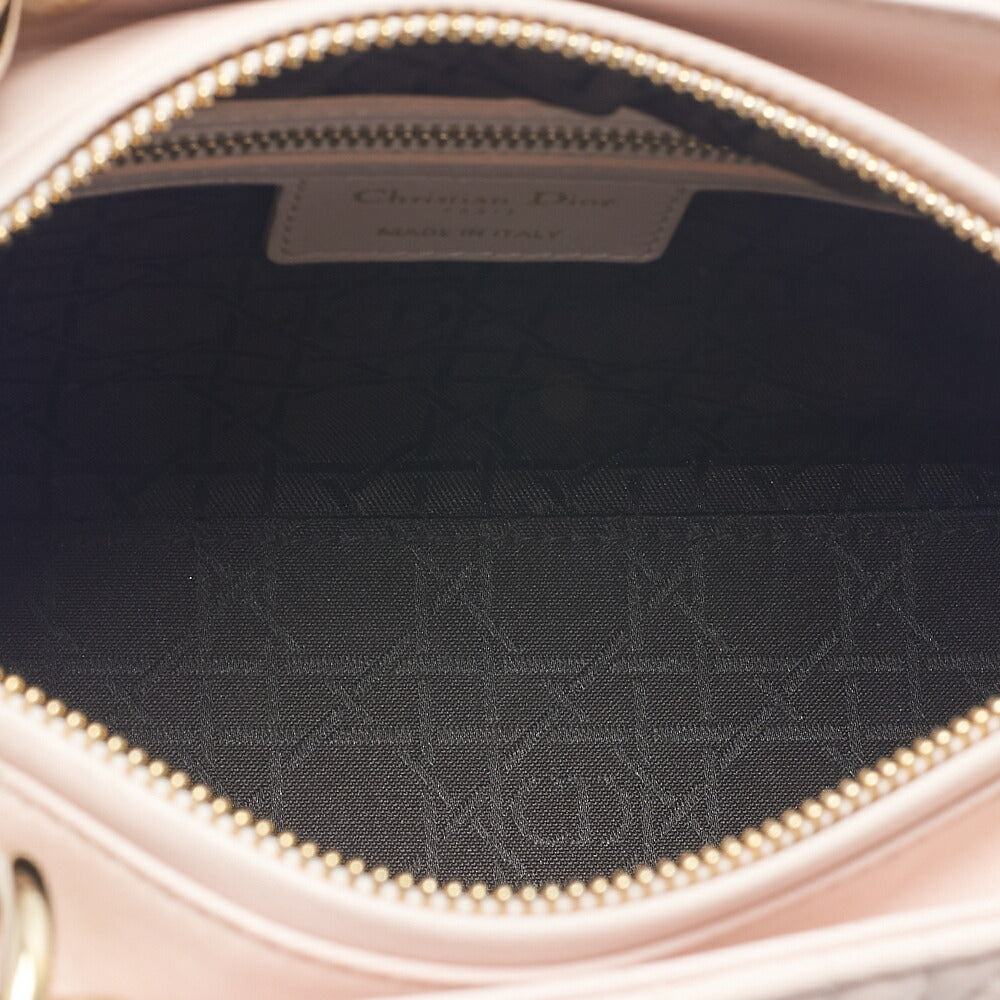 Dior Lady Dior Cannage 2WAY Handbag Lambskin Light Pink Gold-Tone Hardware Pre-Owned - Vintage La Charme