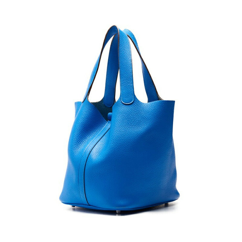 HERMES Picotin Rock MM Handbag, Tryon Clemence, Blue Indra, Silver-Tone Hardware, Pre-Owned - Vintage La Charme