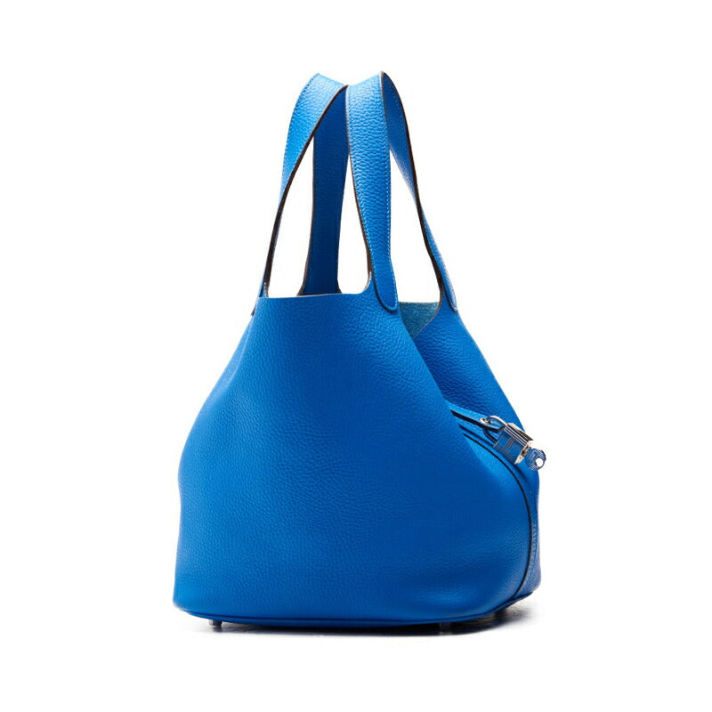 HERMES Picotin Rock MM Handbag, Tryon Clemence, Blue Indra, Silver-Tone Hardware, Pre-Owned - Vintage La Charme