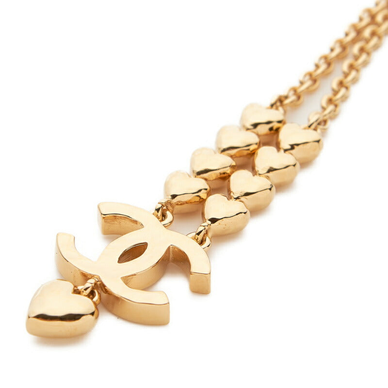 CHANEL Necklace, Coco Mark Rhinestone Heart, Gold Plated, Gold, Gold-Tone Hardware, Pre-Owned - Vintage La Charme