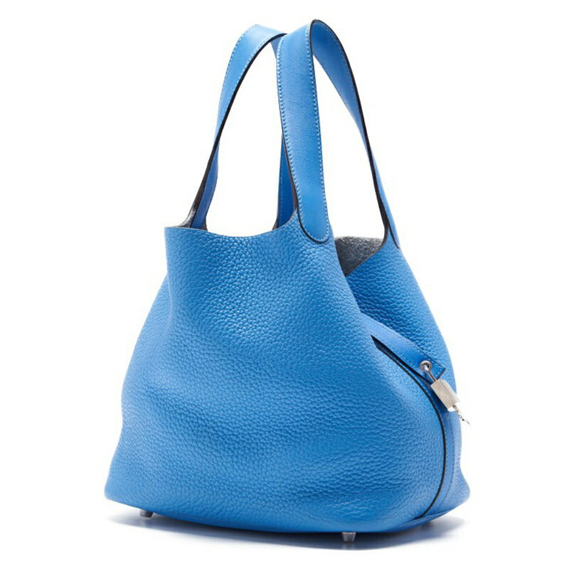 HERMES Picotin Lock MM Handbag Tryon Clemence Swift Blue Paradise Silver-Tone Hardware Pre-Owned - Vintage La Charme