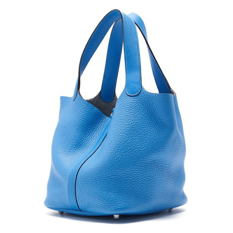 HERMES Picotin Lock MM Handbag Tryon Clemence Swift Blue Paradise Silver-Tone Hardware Pre-Owned - Vintage La Charme