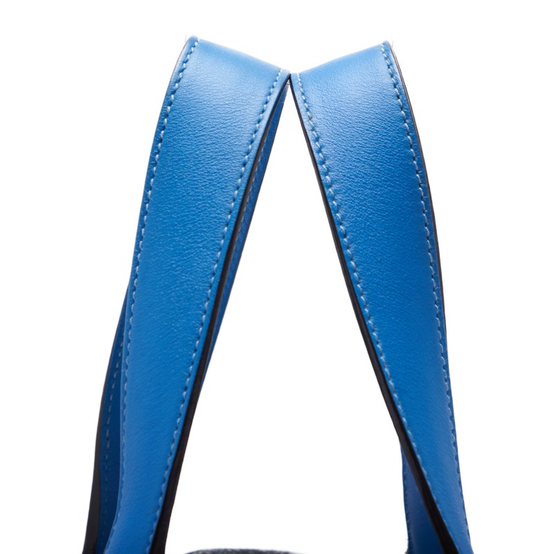 HERMES Picotin Lock MM Handbag Tryon Clemence Swift Blue Paradise Silver-Tone Hardware Pre-Owned - Vintage La Charme