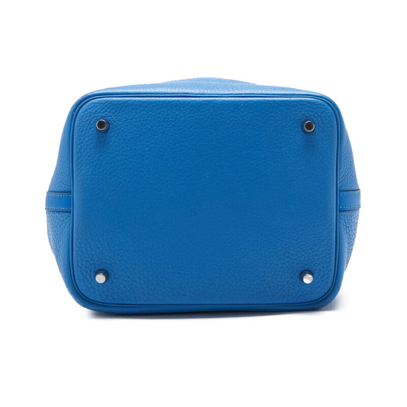 HERMES Picotin Lock MM Handbag Tryon Clemence Swift Blue Paradise Silver-Tone Hardware Pre-Owned - Vintage La Charme