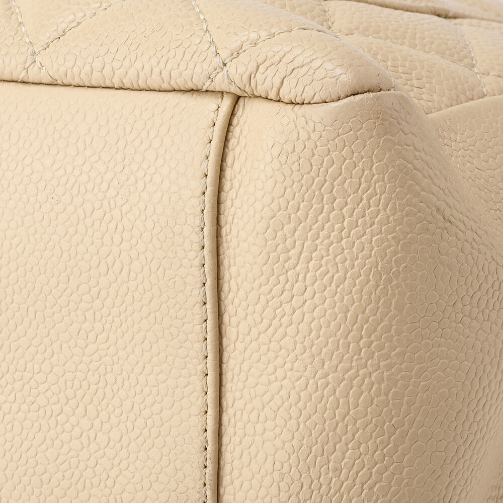 CHANEL Shoulder Tote Bag Matelasse Caviar Skin Beige Silver-Tone Hardware Pre-Owned - Vintage La Charme