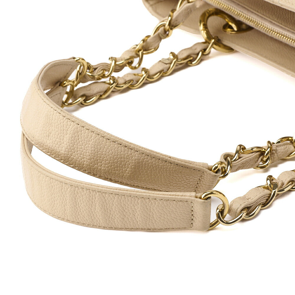 CHANEL Shoulder Tote Bag Matelasse Caviar Skin Beige Silver-Tone Hardware Pre-Owned - Vintage La Charme