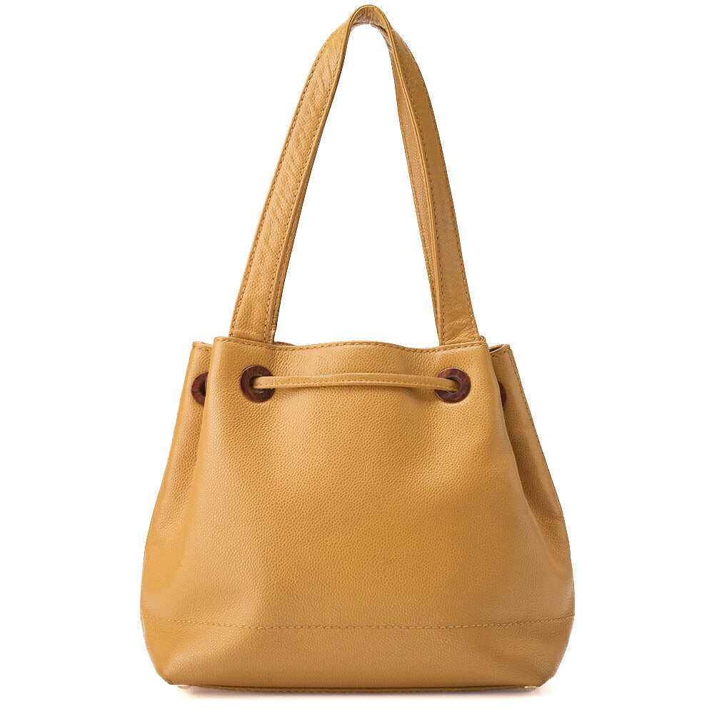 CHANEL Shoulder Tote Bag Caviar Skin Beige Wood Gold-Tone Hardware Pre-Owned - Vintage La Charme