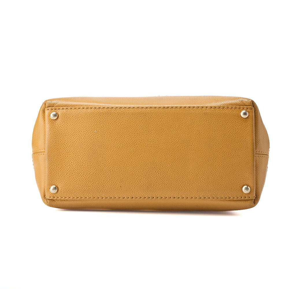 CHANEL Shoulder Tote Bag Caviar Skin Beige Wood Gold-Tone Hardware Pre-Owned - Vintage La Charme