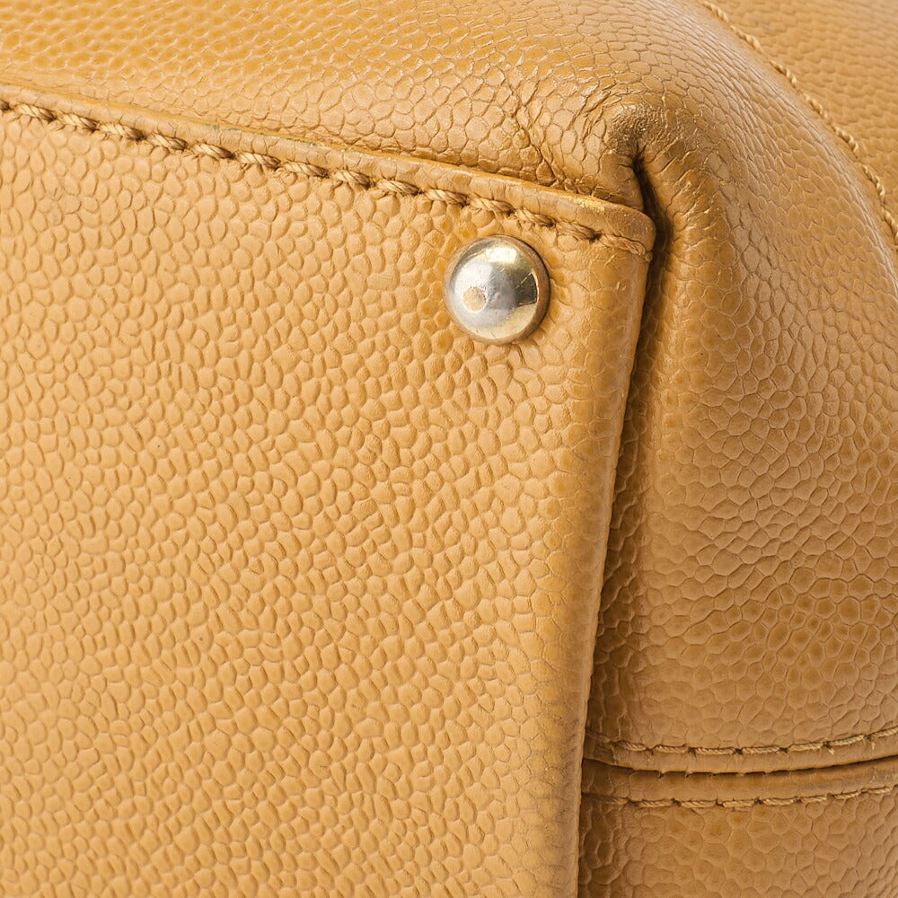 CHANEL Shoulder Tote Bag Caviar Skin Beige Wood Gold-Tone Hardware Pre-Owned - Vintage La Charme