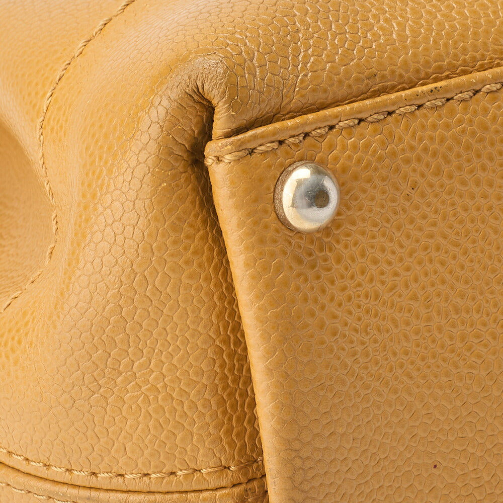 CHANEL Shoulder Tote Bag Caviar Skin Beige Wood Gold-Tone Hardware Pre-Owned - Vintage La Charme