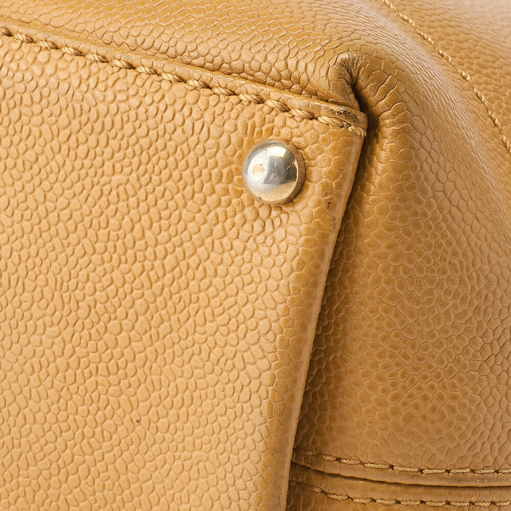 CHANEL Shoulder Tote Bag Caviar Skin Beige Wood Gold-Tone Hardware Pre-Owned - Vintage La Charme