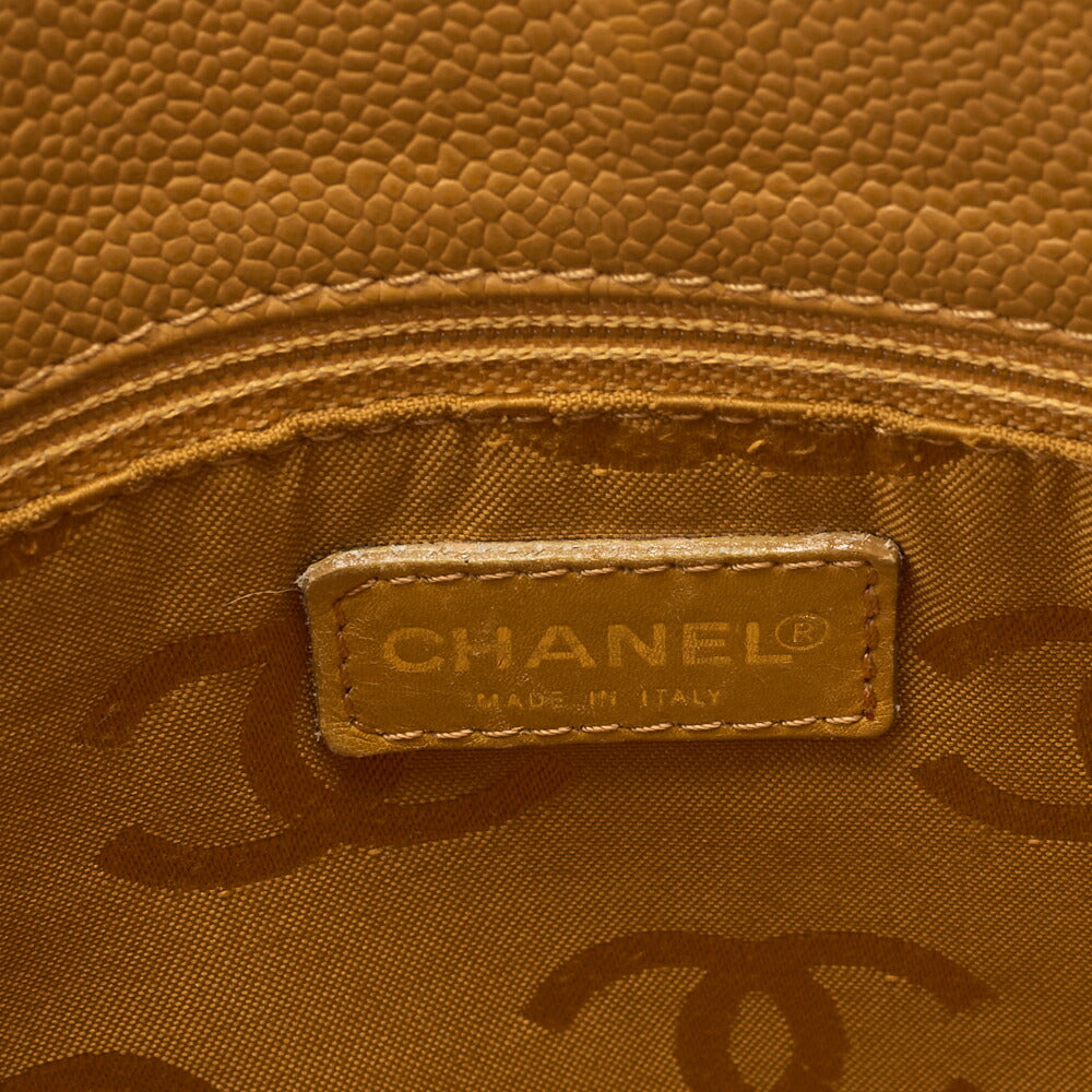CHANEL Shoulder Tote Bag Caviar Skin Beige Wood Gold-Tone Hardware Pre-Owned - Vintage La Charme
