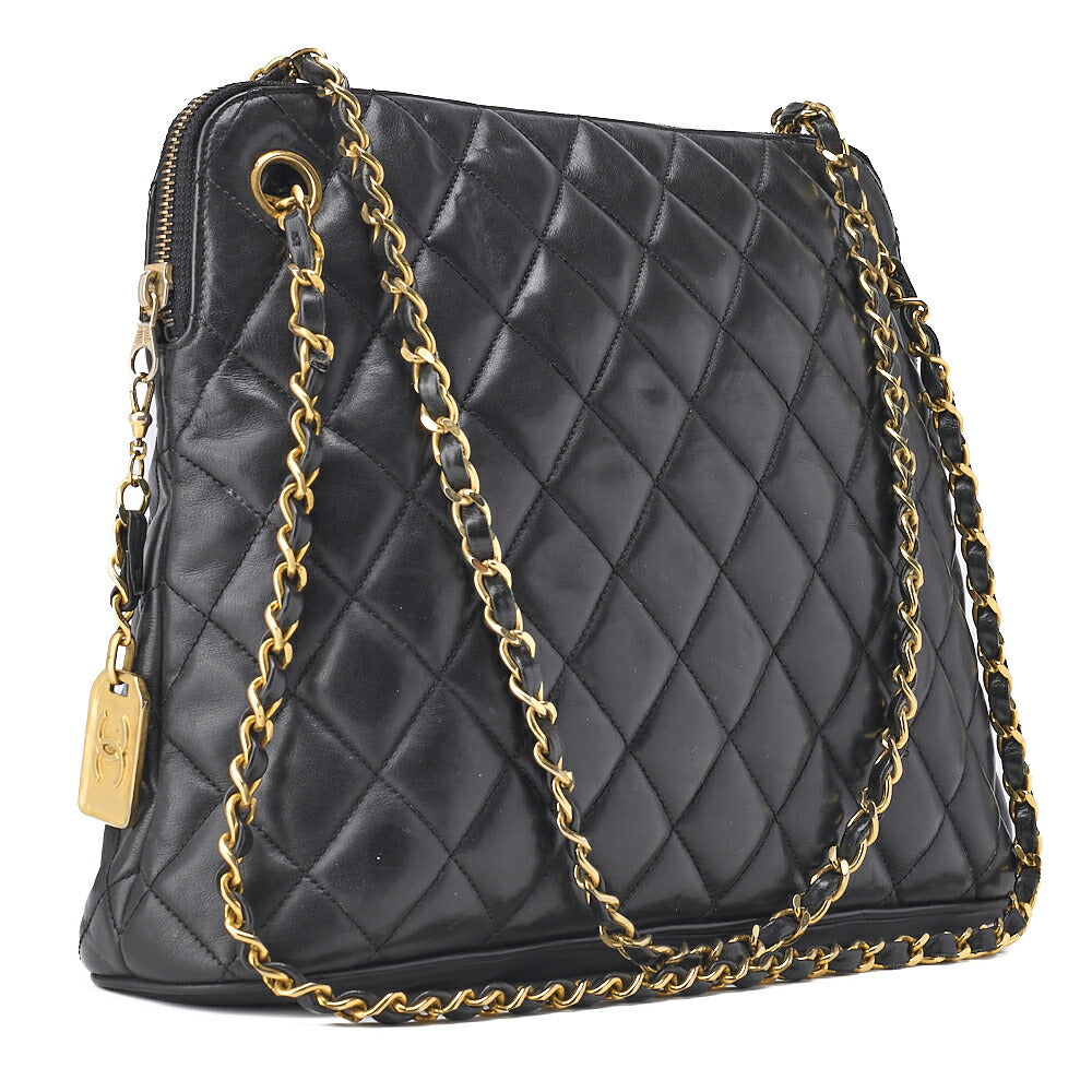 CHANEL Shoulder Tote Bag Matelasse Lambskin Black Gold-Tone Hardware Pre-Owned - Vintage La Charme